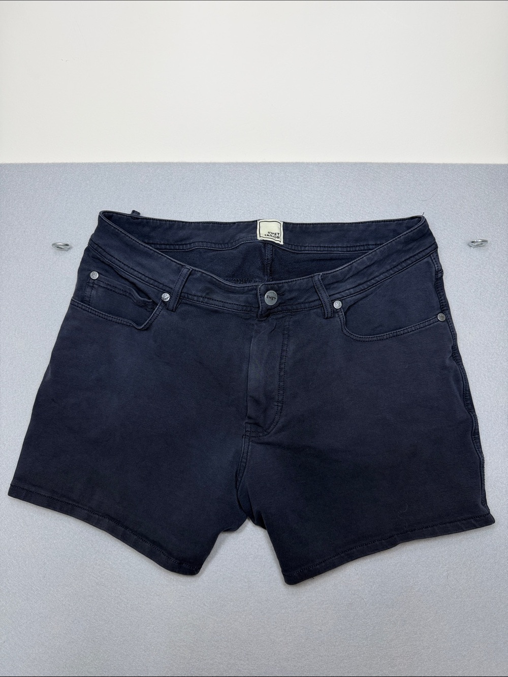 Swet tailor Women's Black Denim Jean Shorts with Subtle Stretch
